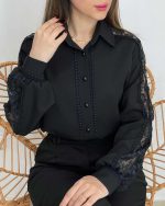 شومیز مجلسی زنانه مشکی آتی - تصویر 4