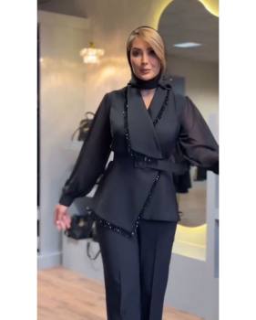 کت شلوار مجلسی زنانه مشکی نگاه