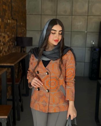 کت و شلوار زنانه مجلسی کوتاه اورنج - تصویر 5