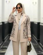 کت شلوار مجلسی زنانه طرح دار هازال - تصویر 2