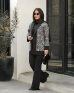 کت شلوار مجلسی زنانه طرح دار هازال - تصویر 3