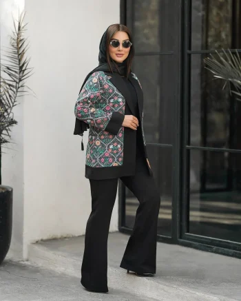 کت شلوار مجلسی زنانه طرح دار هازال - تصویر 5