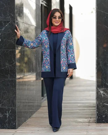 کت شلوار مجلسی زنانه طرح دار هازال - تصویر 7