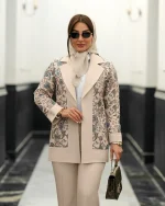 کت شلوار مجلسی زنانه طرح دار هازال - تصویر 4