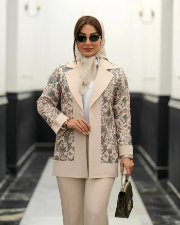 کت شلوار مجلسی زنانه طرح دار هازال - تصویر 4