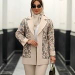 کت شلوار مجلسی زنانه طرح دار هازال