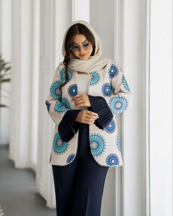 کت شلوار مجلسی زنانه طرح دار ملکا