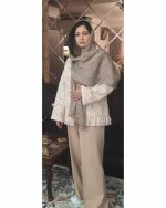 مانتو گیپور و شلوار مازراتی زنانه گندم