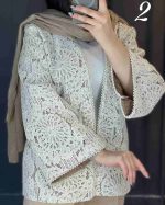مانتو گیپور و شلوار مازراتی زنانه گندم کرم 3
