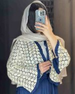 کت دامن گیپور مجلسی دخترانه چین چیلا سورمه ای