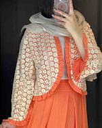 کت دامن گیپور مجلسی دخترانه چین چیلا نارنجی 2