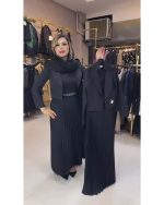 کت سارافون مجلسی مشکی پلیسه آناهیتا