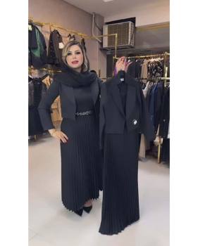 کت سارافون مجلسی مشکی پلیسه آناهیتا