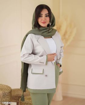 کت چهار دکمه شلوار پاکتی زنانه ماندانا