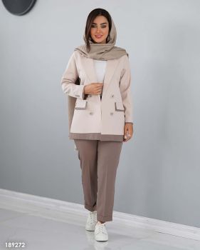 کت چهار دکمه شلوار پاکتی زنانه ماندانا