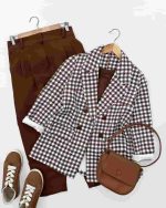 کت شلوار مازراتی پیچازی زنانه لیدیا قهوه ای