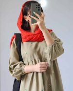 پیراهن لینن گلدار زنانه بلند محیا کرم