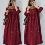 پیراهن لینن گلدار زنانه بلند محیا