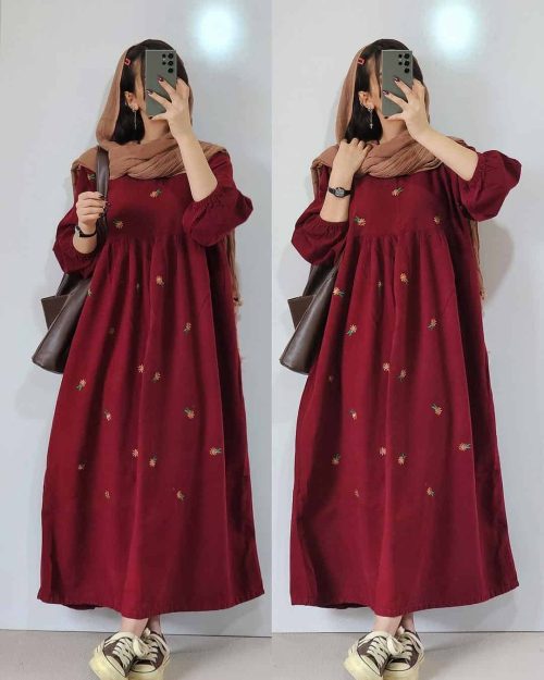 پیراهن لینن گلدار زنانه بلند محیا