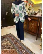 کت شلوار مجلسی زنانه طرح دار ملکا