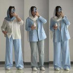 کت شلوار بگ زنانه مازراتی نارین آبی آسمانی