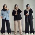 کت شلوار بگ زنانه مازراتی نارین آبی مشکی