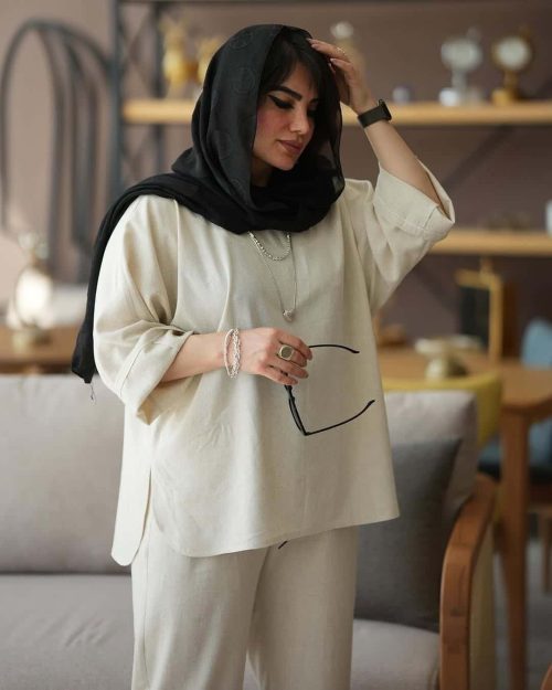 ست مانتو شومیزی و شلوار مینیمال وایت