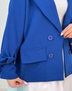 کت عروسکی زنانه آستین گره ای شاپرک آبی