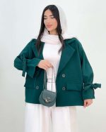 کت عروسکی زنانه آستین گره ای شاپرک سبز کله غازی