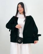 کت عروسکی زنانه آستین گره ای شاپرک مشکی