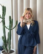 کت شلوار کوتاه مینیمال دخترانه کاکتوس سورمه ای