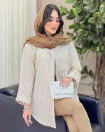 مانتو شومیزی پیراهنی راه راه ستایش کرم