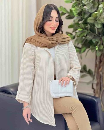مانتو شومیزی پیراهنی راه راه ستایش کرم