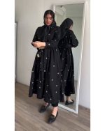 مانتو پیراهنی گلدار مشکی زنانه کاملیا