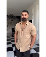 پیراهن آستین کوتاه لینن مردانه خنک راج