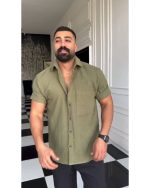 پیراهن آستین کوتاه لینن مردانه خنک راج