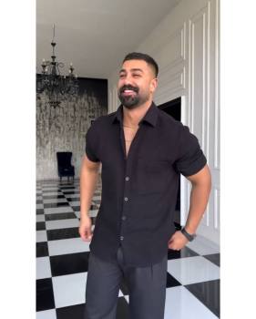 پیراهن آستین کوتاه لینن مردانه خنک راج