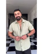 پیراهن آستین کوتاه لینن مردانه خنک راج