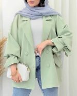 مانتو کتی زنانه آستین گره ای یاسی