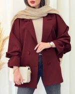 مانتو کتی زنانه آستین گره ای یاسی