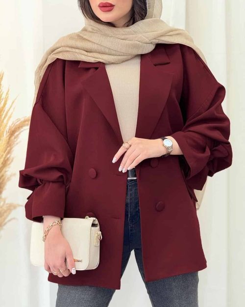 مانتو کتی زنانه آستین گره ای یاسی