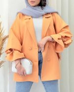 مانتو کتی زنانه آستین گره ای یاسی