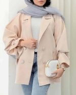 مانتو کتی زنانه آستین گره ای یاسی