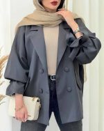 مانتو کتی زنانه آستین گره ای یاسی