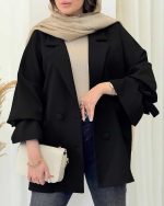 مانتو کتی زنانه آستین گره ای یاسی