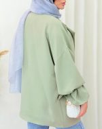 مانتو کتی زنانه آستین گره ای یاسی