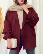 مانتو کتی زنانه آستین گره ای یاسی