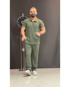 ست تیشرت یقه دار و شلوار بگ مردانه مصری