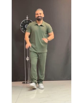 ست تیشرت یقه دار و شلوار بگ مردانه مصری