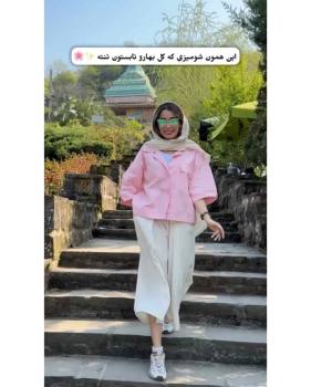 شومیز مانتویی دخترانه کوتاه آبرنگی